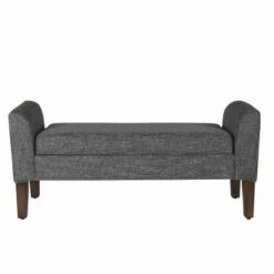 Tara Storage Bench Settee Heathered Gray - HomePop