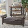 Hayes Faux Leather Armed Storage Ottoman Bench - Christopher Knight Home Brown -Ottomans Official Shop unnamed file 7234