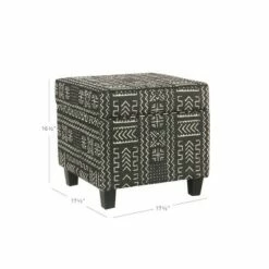 Square Storage Ottoman with Lift Off Top Onyx - HomePop
