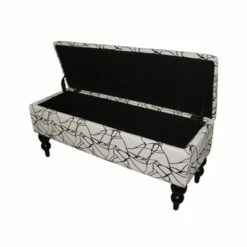 Modern Floral Storage Bench Black - Ore International