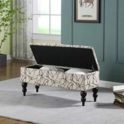 Modern Floral Storage Bench Black - Ore International -Ottomans Official Shop unnamed file 7331