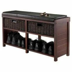 Colin Entryway Storage Bench with Cushion Cappuccino - Winsome