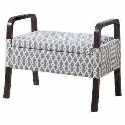 23" Wooden Arm Storage Seat - Ore International Sky Blue -Ottomans Official Shop unnamed file 7357