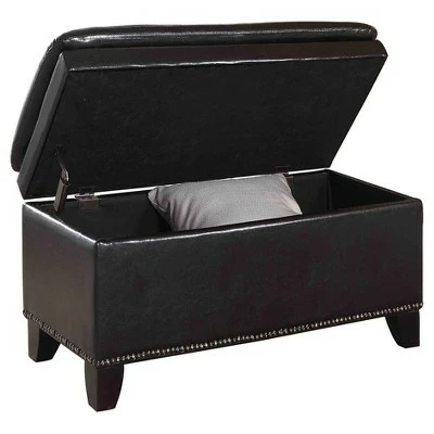 Double Cushion Storage Bench 16.75" - Espresso - Ore International 3 Double Cushion Storage Bench 16.75" - Espresso - Ore International