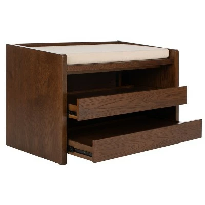 Percy Storage Bench - Walnut/Beige - Safavieh 4 Percy Storage Bench - Walnut/Beige - Safavieh - Image 2