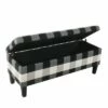 46" Luxury Storage Bench - HomePop Black Plaid -Ottomans Official Shop unnamed file 7453