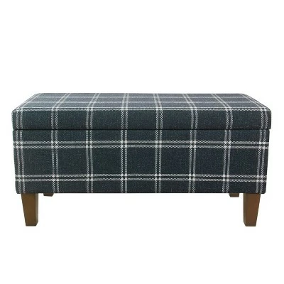 Large Decorative Storage Bench - HomePop Tan Plaid 3 Large Decorative Storage Bench - HomePop Tan Plaid