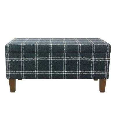Large Decorative Storage Bench - HomePop Tan Plaid 5 Large Decorative Storage Bench - HomePop Tan Plaid - Image 3