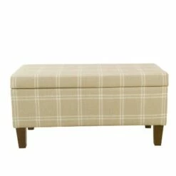 Large Decorative Storage Bench - HomePop Tan Plaid 9 Large Decorative Storage Bench - HomePop Tan Plaid -Ottomans Official Shop unnamed file 7478