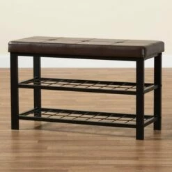 Rance Faux Leather Upholstered and Metal Shoe Storage Bench Dark Brown/Black - Baxton Studio 15 Rance Faux Leather Upholstered and Metal Shoe Storage Bench Dark Brown/Black - Baxton Studio -Ottomans Official Shop unnamed file 7493