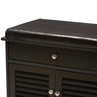 Leo Modern And Contemporary Wood 2 Drawer Shoe Storage Bench Dark Brown - Baxton Studio 7 Leo Modern And Contemporary Wood 2 Drawer Shoe Storage Bench Dark Brown - Baxton Studio - Image 5