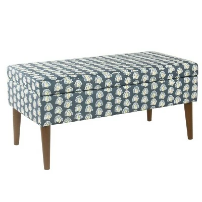 Mid-Century Storage Bench Teal Floral - HomePop 3 Mid-Century Storage Bench Teal Floral - HomePop