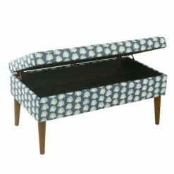 Mid-Century Storage Bench Teal Floral - HomePop 14 Mid-Century Storage Bench Teal Floral - HomePop -Ottomans Official Shop unnamed file 7506