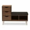 Arielle Modern and Contemporary Wood 3 - Drawer Shoe Storage Padded Leatherette Seating Bench with Two Open Shelves - "Walnut" Brown - Baxton Studio 1 Arielle Modern and Contemporary Wood 3 - Drawer Shoe Storage Padded Leatherette Seating Bench with Two Open Shelves - "Walnut" Brown - Baxton Studio -Ottomans Official Shop unnamed file 7559