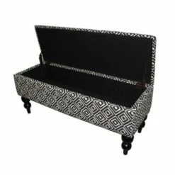 Geometric Tile Print Storage Bench Brown - Ore International