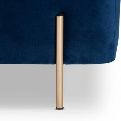 Rockwell Velvet Metal Storage Bench - Baxton Studio Blue/gold 7 Rockwell Velvet Metal Storage Bench - Baxton Studio Blue/gold - Image 5