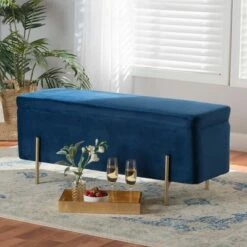 Rockwell Velvet Metal Storage Bench - Baxton Studio Blue/gold 20 Rockwell Velvet Metal Storage Bench - Baxton Studio Blue/gold -Ottomans Official Shop unnamed file 7578
