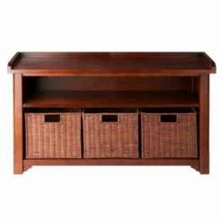 4pc Milan Storage Bench Set Antique Walnut - Winsome