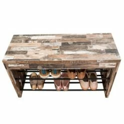 Industrial Shoe Bench with Metal Storage Racks Distressed Wood - Danya B. 17 Industrial Shoe Bench with Metal Storage Racks Distressed Wood - Danya B. -Ottomans Official Shop unnamed file 7636