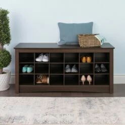 Shoe Cubbie Storage Bench Espresso Brown - Prepac