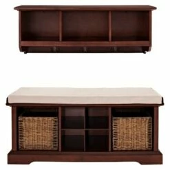 2pc Brennan Entryway Bench and Shelf Set - Crosley Natural -Ottomans Official Shop unnamed file 7677