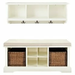 2pc Brennan Entryway Bench and Shelf Set - Crosley Natural -Ottomans Official Shop unnamed file 7678