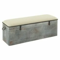 Wood Farmhouse Storage Bench Gray - Olivia & May