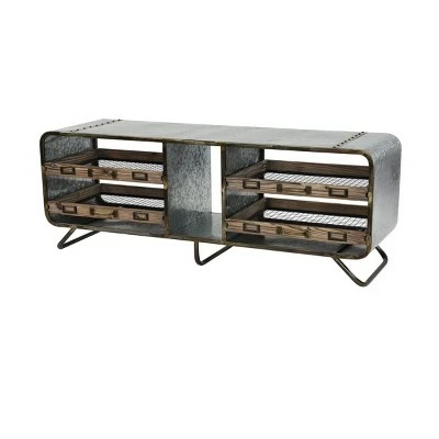 Olivia & May Industrial Storage Bench Gray - Olivia & May 3 Olivia & May Industrial Storage Bench Gray - Olivia & May