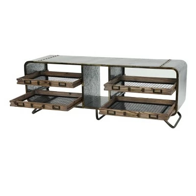 Olivia & May Industrial Storage Bench Gray - Olivia & May 8 Olivia & May Industrial Storage Bench Gray - Olivia & May - Image 6