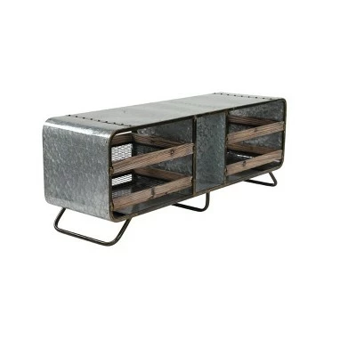 Olivia & May Industrial Storage Bench Gray - Olivia & May 10 Olivia & May Industrial Storage Bench Gray - Olivia & May - Image 8
