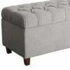 Fabric Upholstered Button Tufted Wooden Bench with Hinged Storage Gray - Benzara -Ottomans Official Shop unnamed file 7898