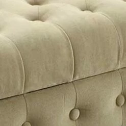 Button Tufted Wooden Bench Settee with Hinged Storage Beige/Brown - Benzara -Ottomans Official Shop unnamed file 7915