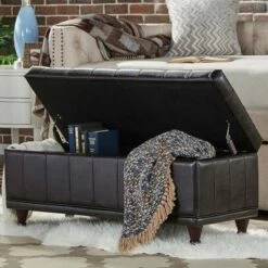Ekron Storage Bench Bi - Cast Vinyl Dark Brown Inspire Q