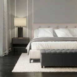 Boston Tufted Fabric Storage Ottoman Dark Gray - CorLiving -Ottomans Official Shop unnamed file 8008