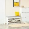 HOMCOM Modern Shoe Rack Bench for Entryway, Storage Organizer with Cushion, 2 Drawers, Adjustable Shelf, Holds 8 Pairs, White -Ottomans Official Shop unnamed file 8024
