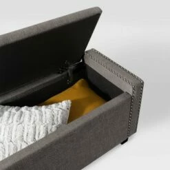 Boston Storage Fabric Ottoman Light Gray - CorLiving -Ottomans Official Shop unnamed file 8044