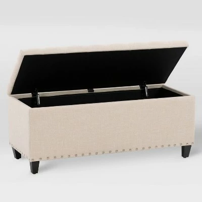 Boston Tufted Fabric Storage Ottoman Beige - CorLiving 3 Boston Tufted Fabric Storage Ottoman Beige - CorLiving