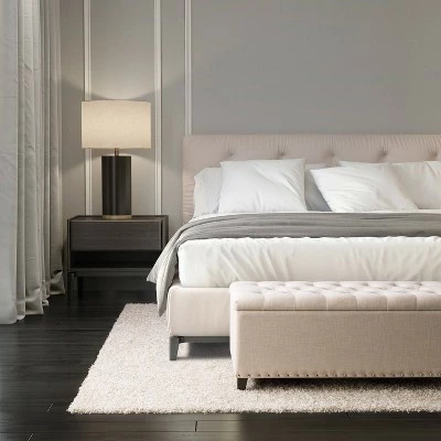 Boston Tufted Fabric Storage Ottoman Beige - CorLiving 4 Boston Tufted Fabric Storage Ottoman Beige - CorLiving - Image 2