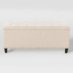 Boston Tufted Fabric Storage Ottoman Beige - CorLiving 14 Boston Tufted Fabric Storage Ottoman Beige - CorLiving -Ottomans Official Shop unnamed file 8051