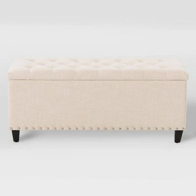 Boston Tufted Fabric Storage Ottoman Beige - CorLiving 6 Boston Tufted Fabric Storage Ottoman Beige - CorLiving - Image 4