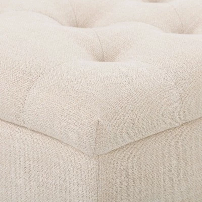 Boston Tufted Fabric Storage Ottoman Beige - CorLiving 7 Boston Tufted Fabric Storage Ottoman Beige - CorLiving - Image 5