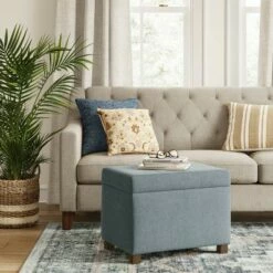 Essex Single Storage Ottoman - Threshold™ Chocolate Faux Leather