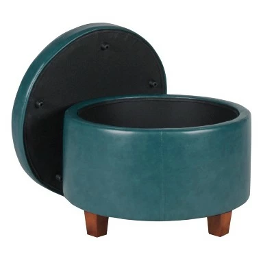 Large Round Storage Ottoman - HomePop Moss Green 4 Large Round Storage Ottoman - HomePop Moss Green - Image 2