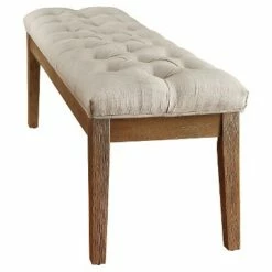 Beechhurst Button Tufted Bench Wood - Inspire Q Wood/smoke