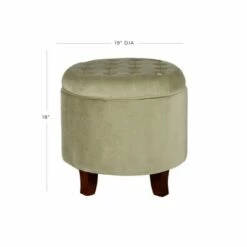 Large Round Tufted Storage Ottoman - HomePop Burgundy