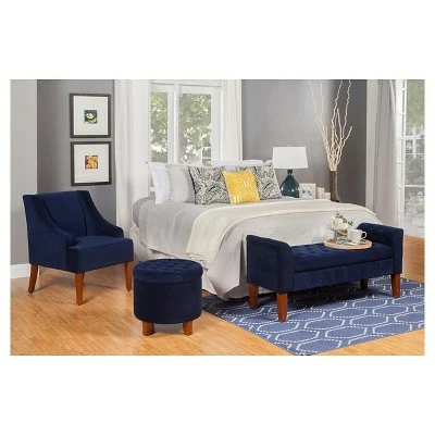 Large Round Tufted Storage Ottoman - HomePop Burgundy 5 Large Round Tufted Storage Ottoman - HomePop Burgundy - Image 3