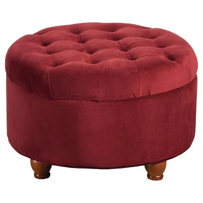 Large Round Tufted Storage Ottoman - HomePop Burgundy 15 Large Round Tufted Storage Ottoman - HomePop Burgundy - Image 13