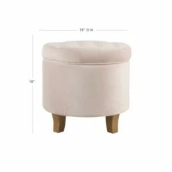 Velvet Tufted Round Storage Ottoman Pink Blush - HomePop