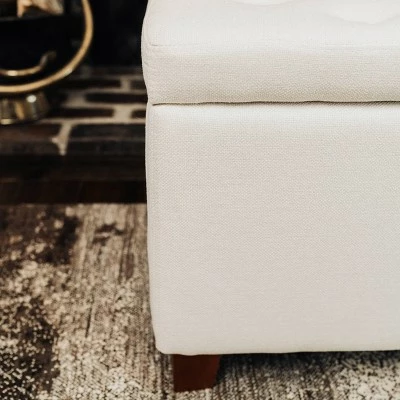 24" Tufted Storage Ottoman and Hinged Lid - WOVENBYRD Light Brown 14 24" Tufted Storage Ottoman and Hinged Lid - WOVENBYRD Light Brown - Image 12