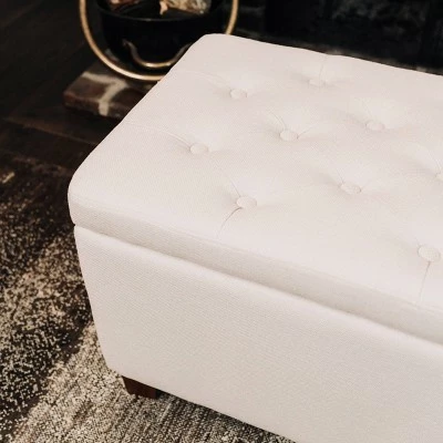 24" Tufted Storage Ottoman and Hinged Lid - WOVENBYRD Light Brown 19 24" Tufted Storage Ottoman and Hinged Lid - WOVENBYRD Light Brown - Image 17